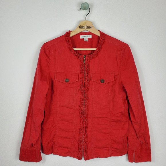 Coldwater Creek Red Zipper Jacket Small - Picture 8 of 9